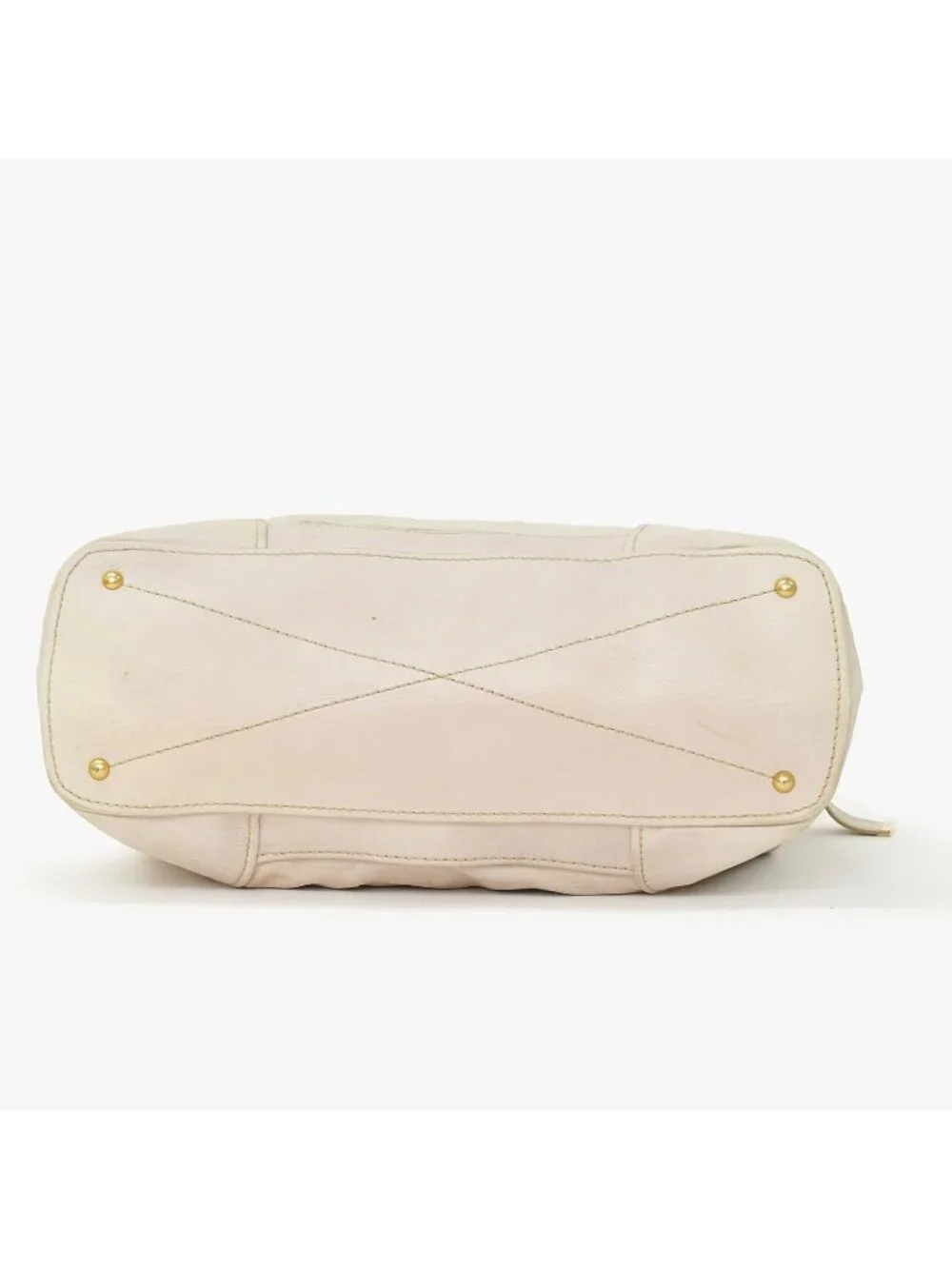 Miu Miu Vintage Handbag Beige Brown Leather Gold